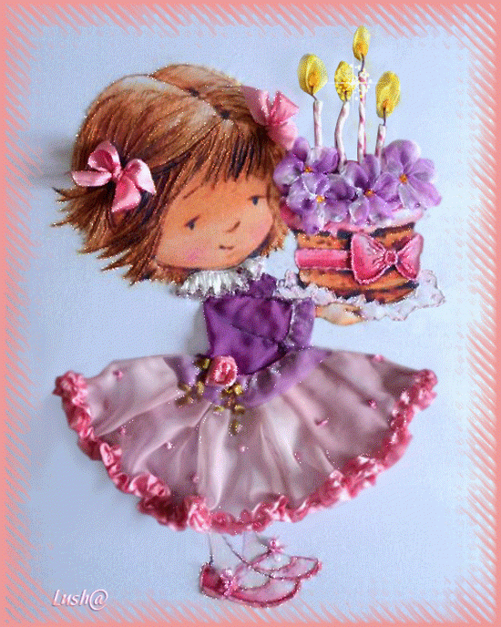 Картина девочка с цветочным тортом