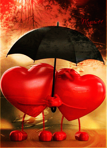 Сердечки под зонтом