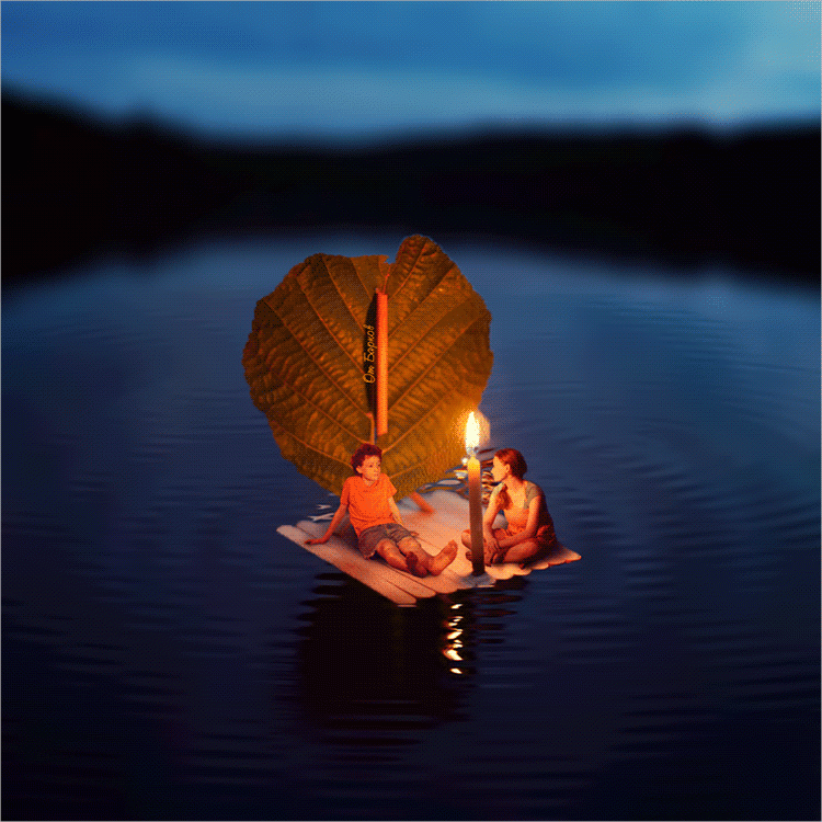 Дети на ночном озере