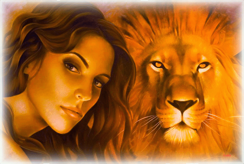 Лев и девушка