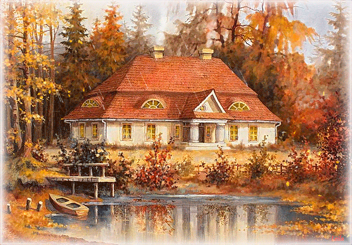 Осенний дом, пейзаж