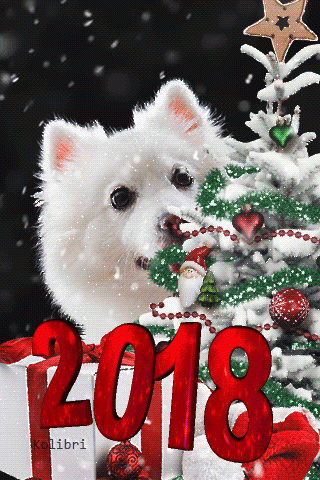Анимация с собакой на Новый год