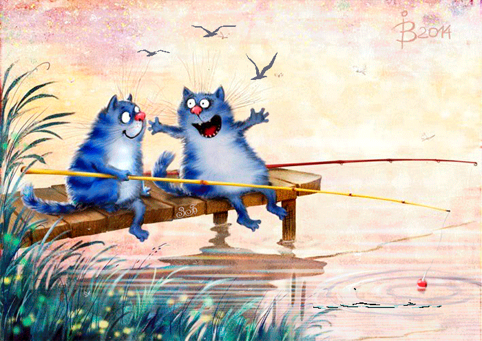 Синие коты на рыбалке