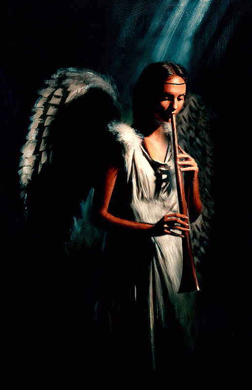 Девушка ангел с флейтой