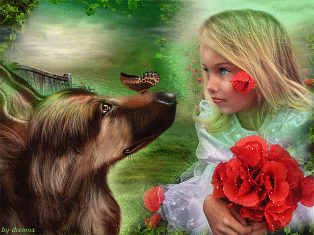 Картинка Девочка с собакой