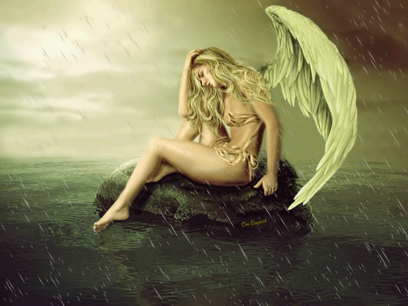 Грустный ангел, девушка с крыльями