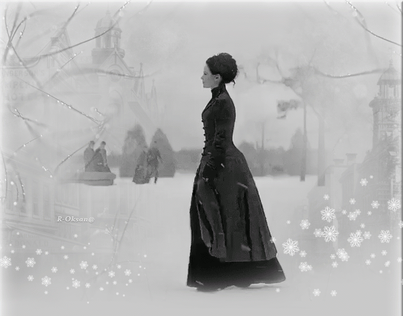 Девушка гуляет зимой, ретро фото