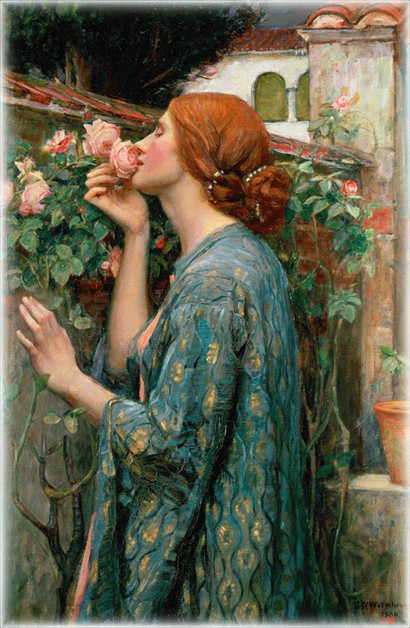Девушка нюхает розы
