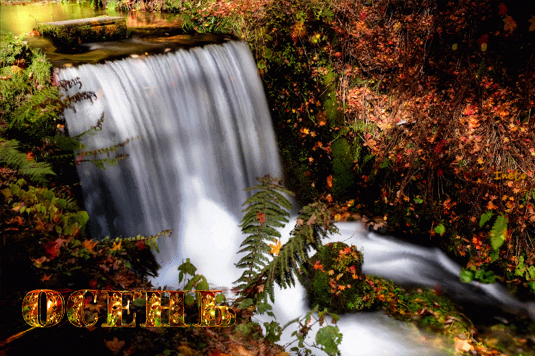 Осень, водопад, река