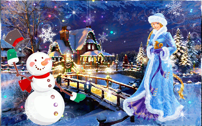 Снегурочка и снеговик - С Новым годом !