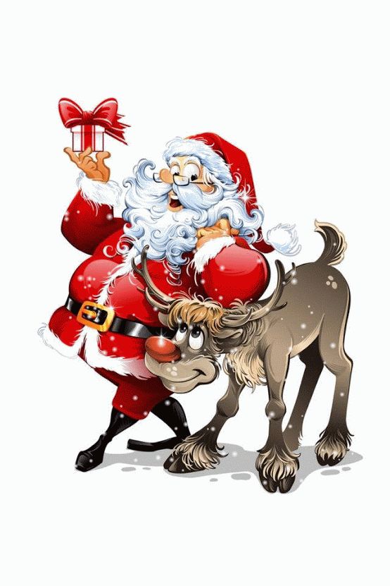 Санта Клаус и прикольный олень