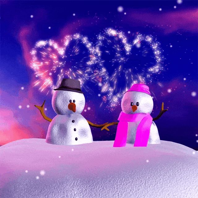 Мужчина и девушка снеговики