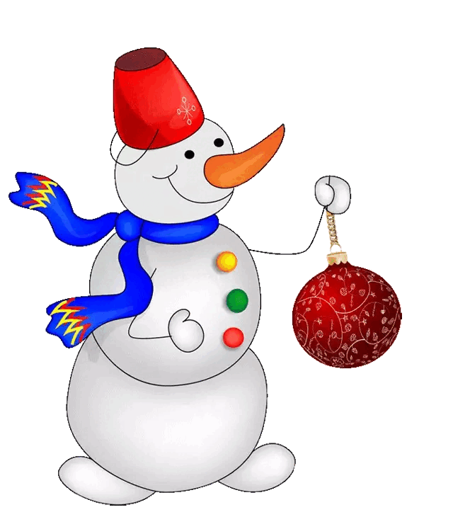 Снеговик с шариком на прозрачном фоне