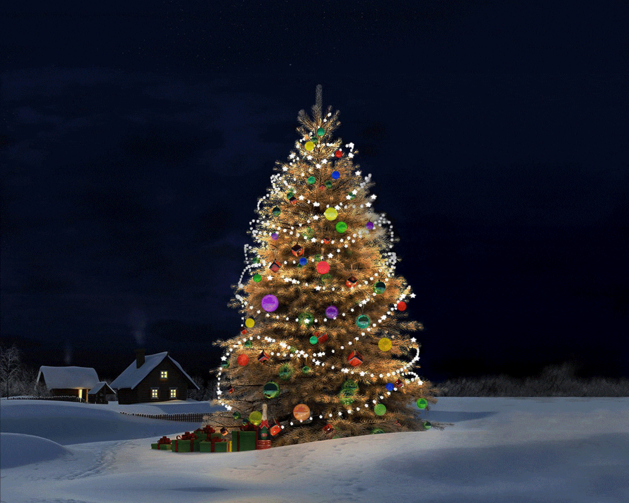 Ночная новогодняя елка