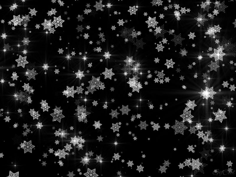 Снежинки, звездочки, черный фон