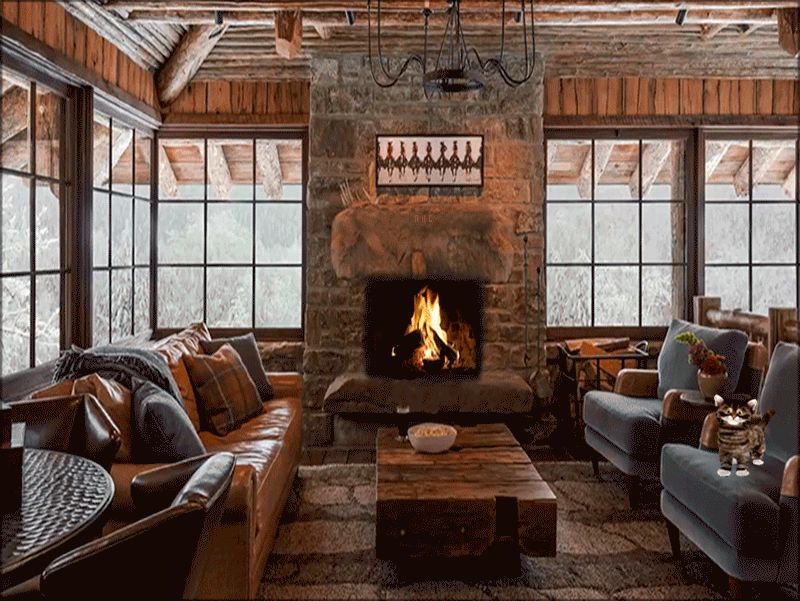 На даче у камина