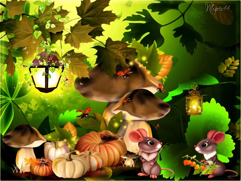 Сказка, мышки, грибы, фонарики