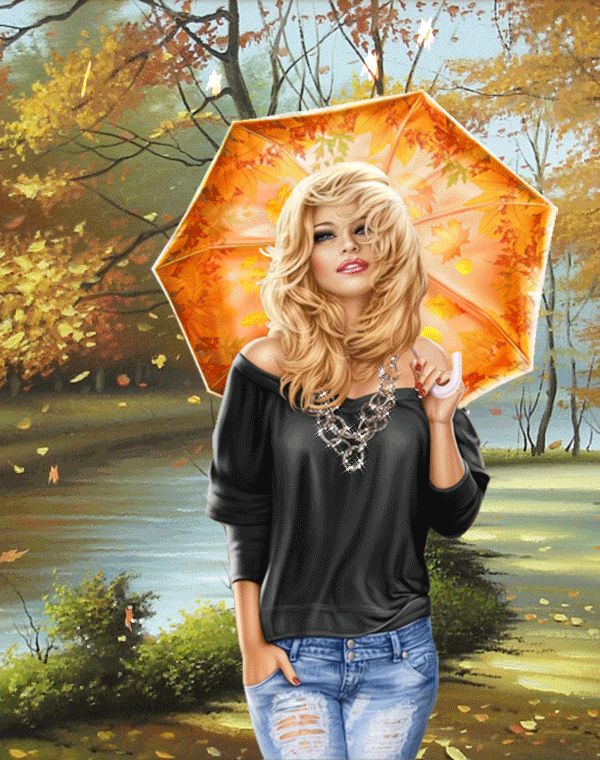 Девушка под зонтом