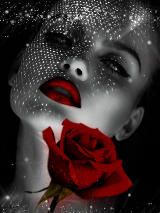 Роза на фоне лица девушки