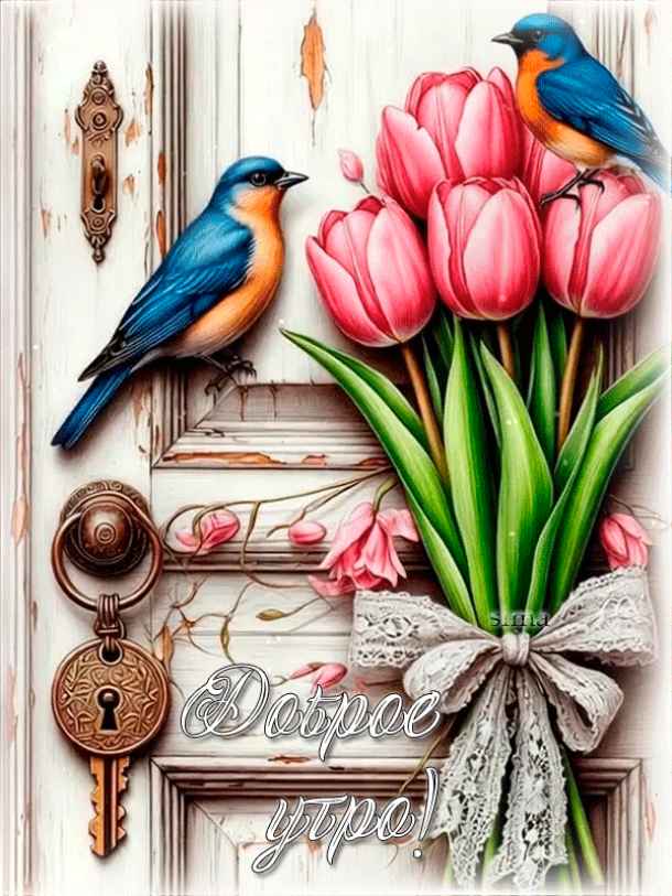 Доброе утро с птицами и цветами !