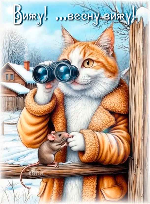 Кот с биноклем – Вижу весну !