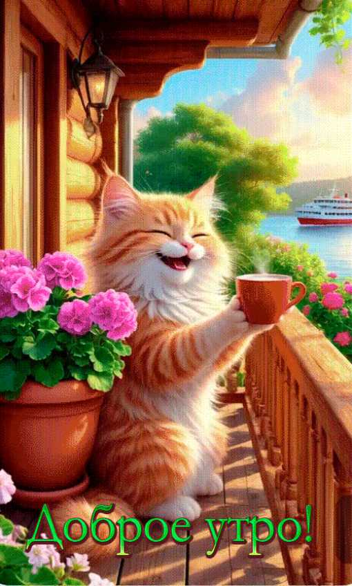 Доброе утро ! Кот пьёт чай )