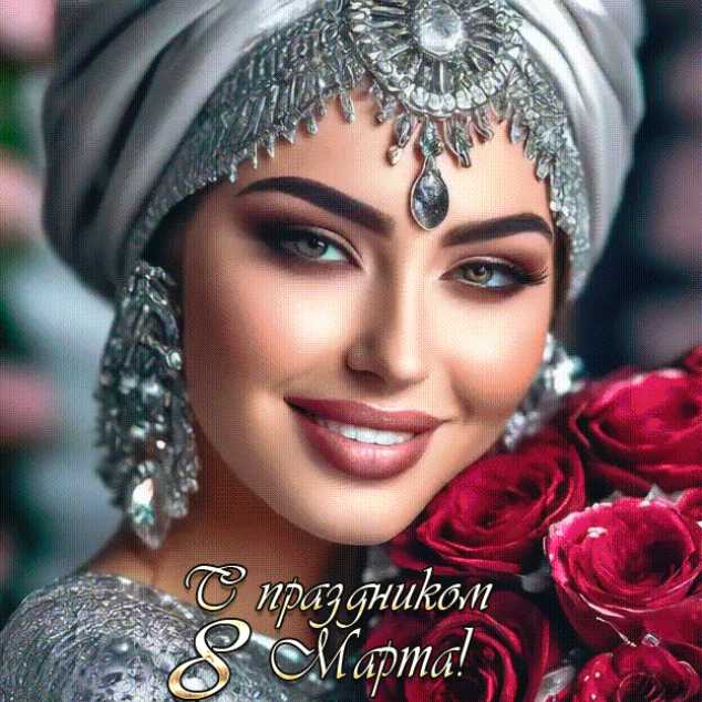 С праздником 8 Марта ! Девушка с розами