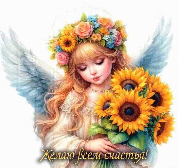 Желаю всем счастья ! Девочка с цветами