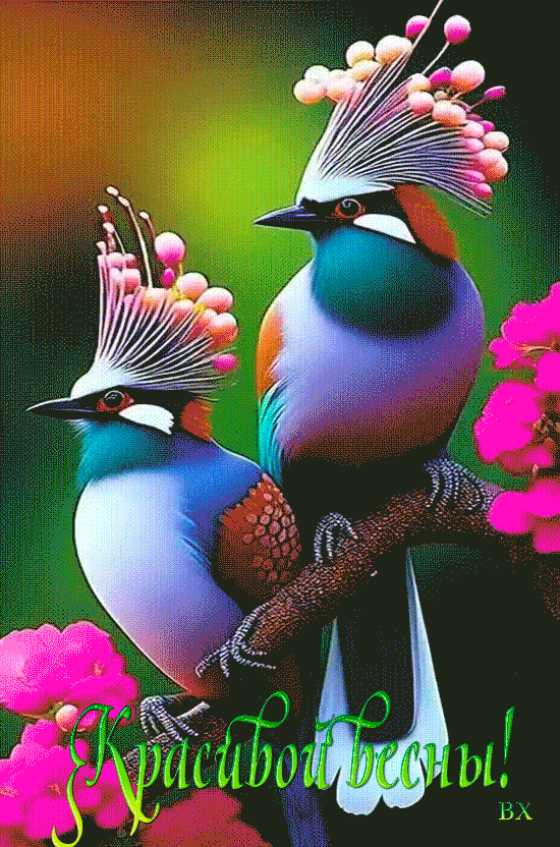 Красивой весны ! Птицы на ветке