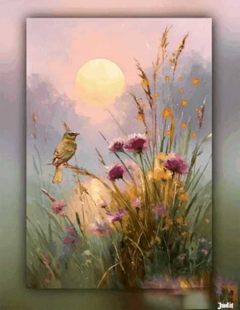 Птица на фоне заката