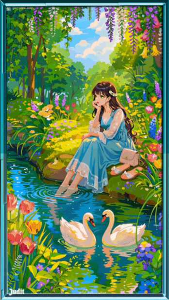 Лебеди  Gif анимация