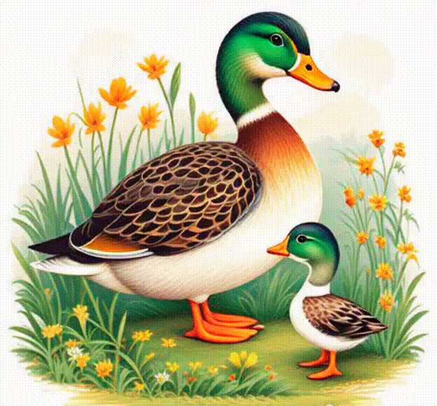 Утка и утёнок