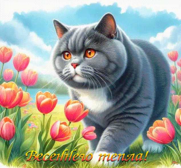 Весеннего тепла ! Серый кот