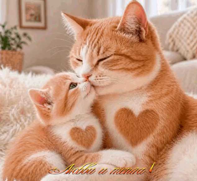 Любви и тепла ! Кошка и котёнок